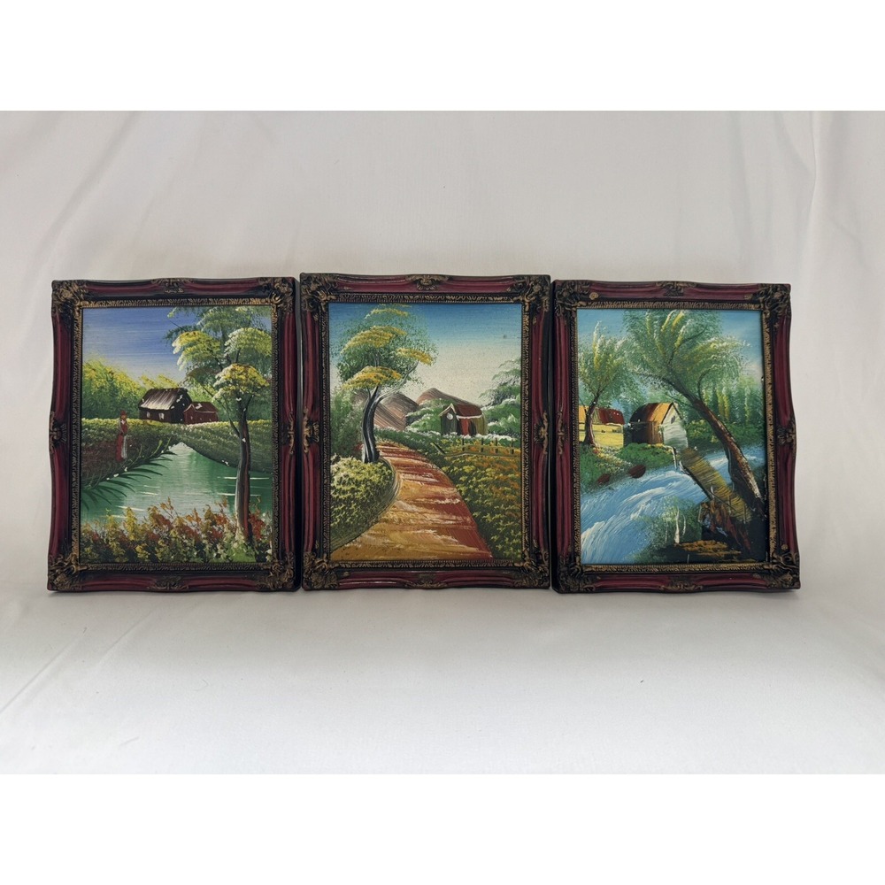 Hand Painted Pictures Scenery Barn Water Fields Farm